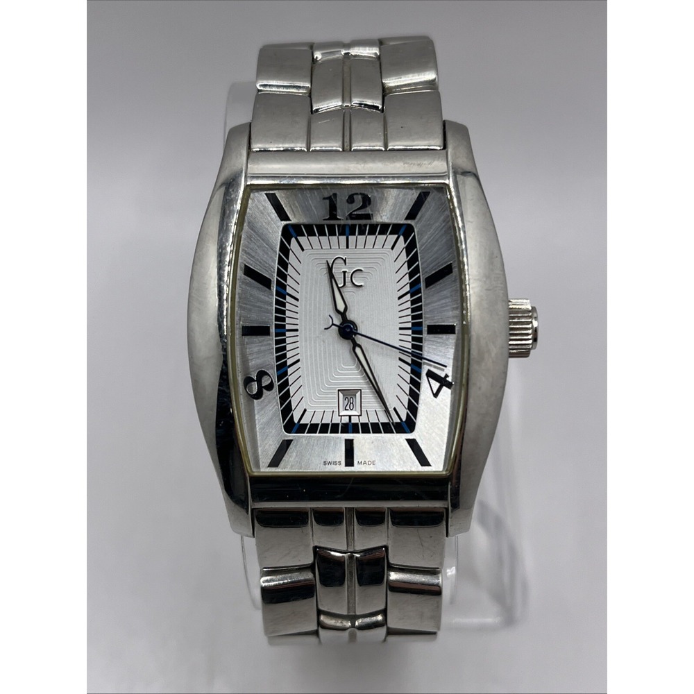 Guess Collection Swiss Made Men's Quartz Watch 34mm‎ Case 8" Band- New Battery